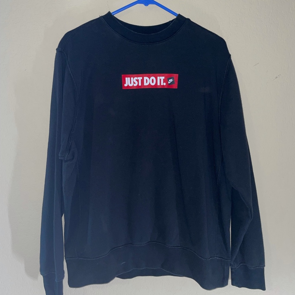 Nike Classic Pullover Crewneck Sweatshirt Adult Medium Just Do It Spellout Black